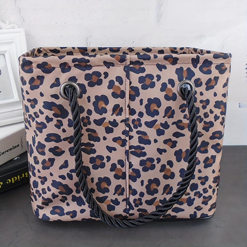 Leopard Print Large Tote Bag Foldable Toiletry Bag