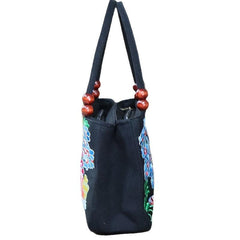 Floral Embroidery Canvas Handbag Vintage Satchel Bag Women Ethnic Clutch Purse