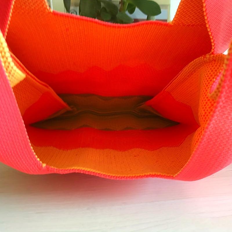 Soft Handbag Randon Pattern Tote Bag Stylish Crochet Bento Bag