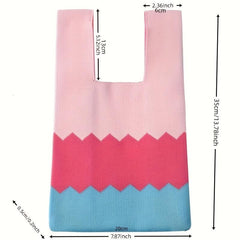 Soft Handbag Randon Pattern Tote Bag Stylish Crochet Bento Bag