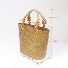 Woven Summer Tote Bag Large Capacity Beach Shoulder Bag Women's Handbag