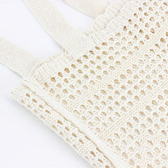 Large Capacity Hollow Crochet Bag Solid Woven Shoulder Bag