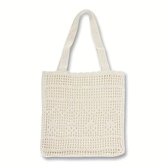 Large Capacity Hollow Crochet Bag Solid Woven Shoulder Bag
