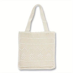 Large Capacity Hollow Crochet Bag Solid Woven Shoulder Bag
