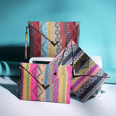Geometric Graphic Boho Clutch Bag Ethnic Envelope Purse