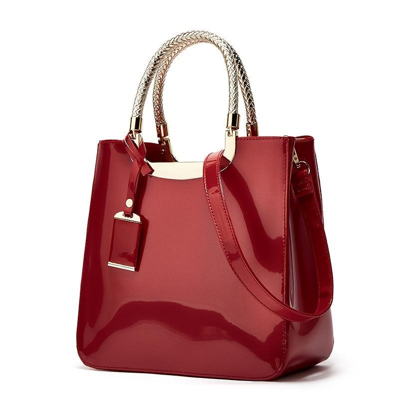 Stylish Zipper Handbag Double Handle Purse for Women