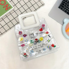 Floral Print Waterproof PVC Jelly Bag Beach Handbag