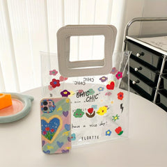 Floral Print Waterproof PVC Jelly Bag Beach Handbag