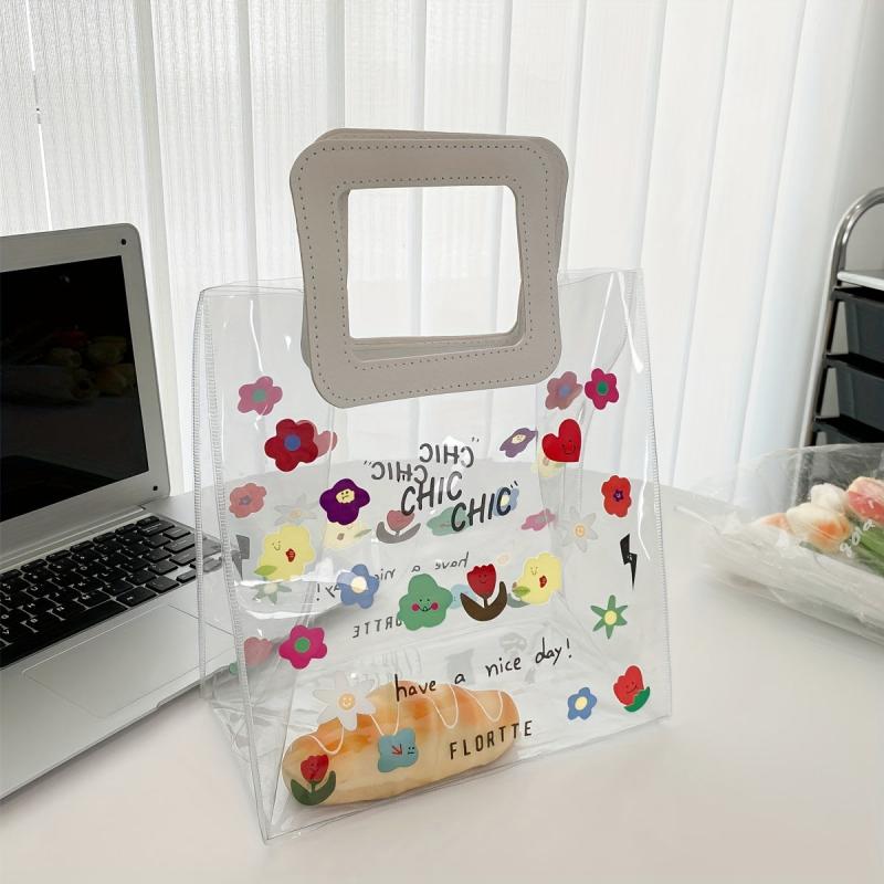 Floral Print Waterproof PVC Jelly Bag Beach Handbag