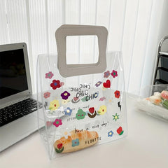 Floral Print Waterproof PVC Jelly Bag Beach Handbag