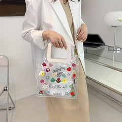 Floral Print Waterproof PVC Jelly Bag Beach Handbag