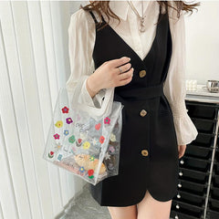 Floral Print Waterproof PVC Jelly Bag Beach Handbag