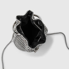 Rhinestone Bucket Bag Top Ring Evening Clutch Purse