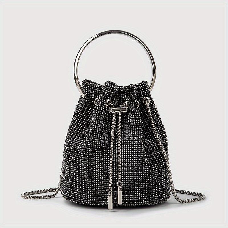 Rhinestone Bucket Bag Top Ring Evening Clutch Purse