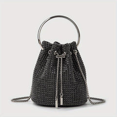 Rhinestone Bucket Bag Top Ring Evening Clutch Purse