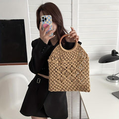 Straw Woven Summer Tote Bag Beach Handbag Rattan Purse
