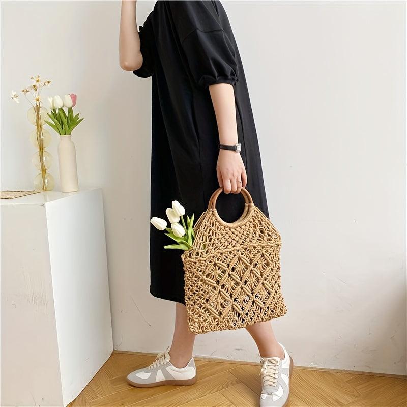 Straw Woven Summer Tote Bag Beach Handbag Rattan Purse
