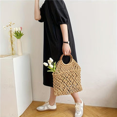 Straw Woven Summer Tote Bag Beach Handbag Rattan Purse