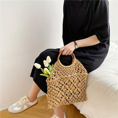 Straw Woven Summer Tote Bag Beach Handbag Rattan Purse