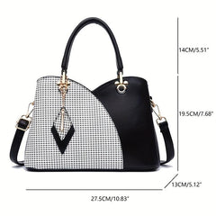 Plaid Tote Bag PU Leather Shoulder Handbag