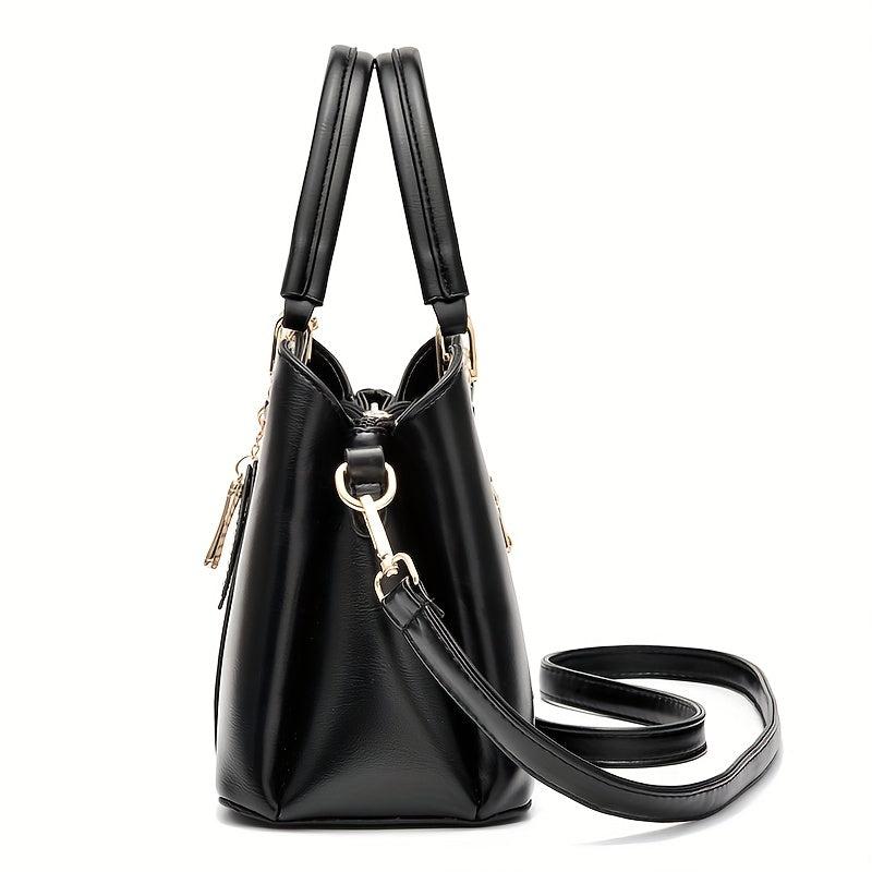 Plaid Tote Bag PU Leather Shoulder Handbag