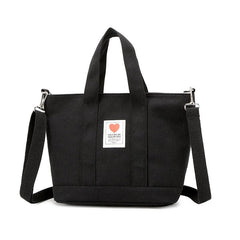 Heart Patch Decor Tote Bag Small Canvas Crossbody Bag Women's Handbag
