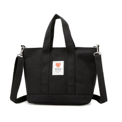 Heart Patch Decor Tote Bag Small Canvas Crossbody Bag Women's Handbag
