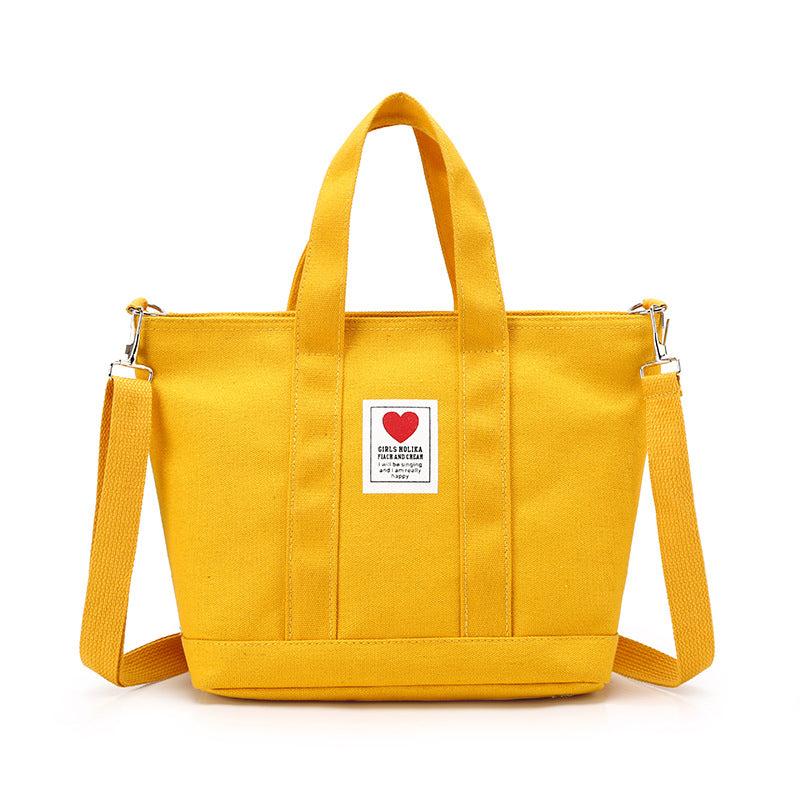 Heart Patch Decor Tote Bag Small Canvas Crossbody Bag Women's Handbag