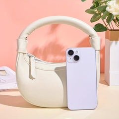 Minimalist Crescent Bag Solid Satchel Zipper Bag