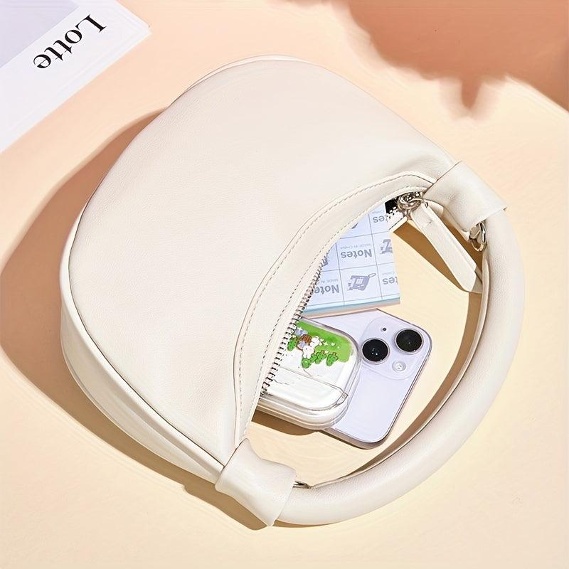 Minimalist Crescent Bag Solid Satchel Zipper Bag
