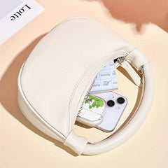 Minimalist Crescent Bag Solid Satchel Zipper Bag