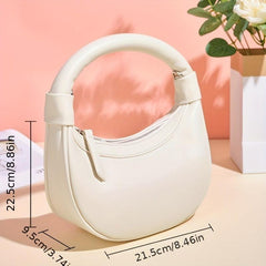 Minimalist Crescent Bag Solid Satchel Zipper Bag