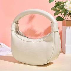 Minimalist Crescent Bag Solid Satchel Zipper Bag