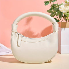 Minimalist Crescent Bag Solid Satchel Zipper Bag