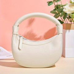 Minimalist Crescent Bag Solid Satchel Zipper Bag
