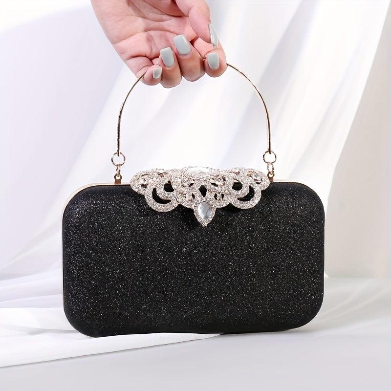 Vintage Rhinestone Satchel Bag Glitter Evening Wedding Bag