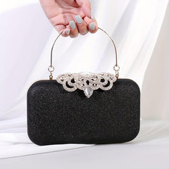 Vintage Rhinestone Satchel Bag Glitter Evening Wedding Bag