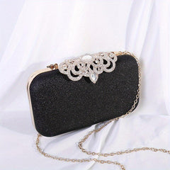Vintage Rhinestone Satchel Bag Glitter Evening Wedding Bag