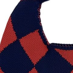 Argyle Pattern Crochet Bag Women's Top Handle Purse Woven Satchel Bag
