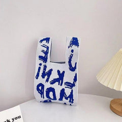 Letter Pattern Knit Handbag Stylish Shoulder Bag