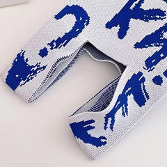 Letter Pattern Knit Handbag Stylish Shoulder Bag