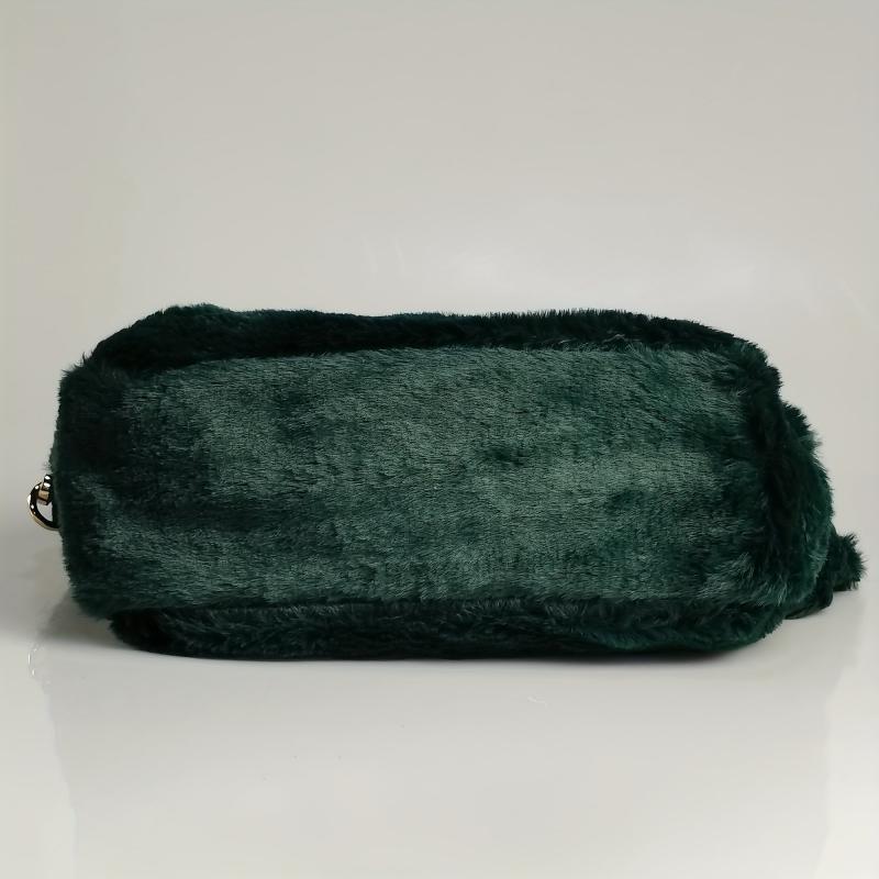 Metal Chain Crossbody Handbag Furry Textured Tote Bag Purse