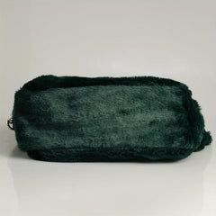 Metal Chain Crossbody Handbag Furry Textured Tote Bag Purse