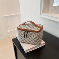 Stylish Double Zipper Mesh Handbag Top Handle PU Leather Durable Handbag