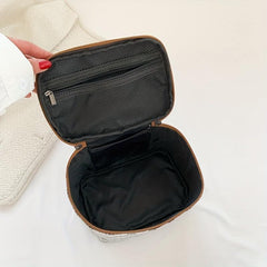 Stylish Double Zipper Mesh Handbag Top Handle PU Leather Durable Handbag