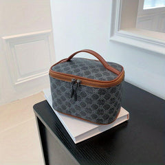 Stylish Double Zipper Mesh Handbag Top Handle PU Leather Durable Handbag