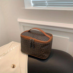 Stylish Double Zipper Mesh Handbag Top Handle PU Leather Durable Handbag