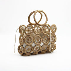 Straw Woven Beach Handbag Square Drawstring Bag Women's Summer Essentials