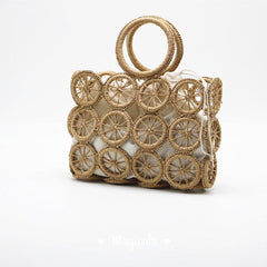 Straw Woven Beach Handbag Square Drawstring Bag Women's Summer Essentials