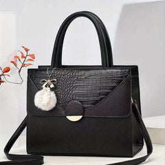 Crocodile Pattern Tote Satchel Bag PU Leather Textured Shoulder Bag